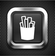 Potato French Fries on Black Square Button
