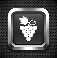 Grape Vine on Black Square Button