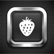 Strawberry on Black Square Button