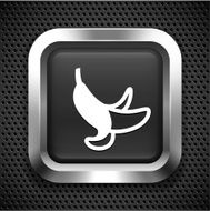 Banana on Black Square Button