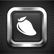 Mango Fruit on Black Square Button