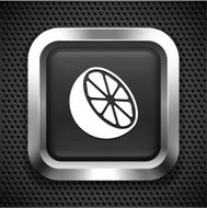 Cut Orange on Black Square Button