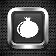 Pomegranate on Black Square Button