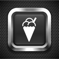 Ice Cream on Black Square Button