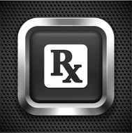 Pharmaceutical Sign on Black Square Button
