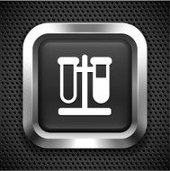 Medical Beakers on Black Square Button