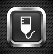 Blood Bag on Black Square Button