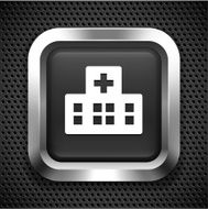 Hospital Building on Black Square Button