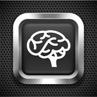 Human Brain on Black Square Button