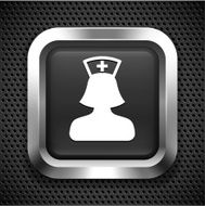 Sexy Nurse on Black Square Button