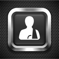 Broken Arm on Black Square Button