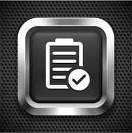 Chart with Checkmark on Black Square Button