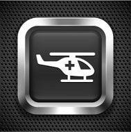 Medevac Helicopter on Black Square Button