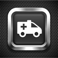 Ambulance on Black Square Button