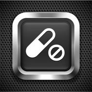 Pills and Drugs on Black Square Button