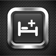 Hospital Bed on Black Square Button N2