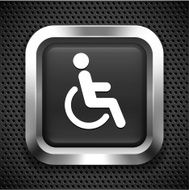 Disability Wheelchair Sign on Black Square Button