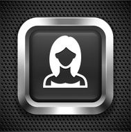 Young Woman Face Portrait on Black Square
