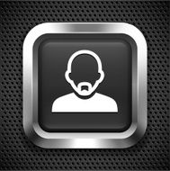 Bald Man with Mustache on Black Square