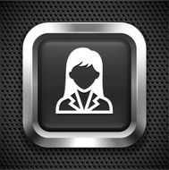 Young Woman in Business Suit on Black Square