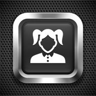 Young Girl with Pigtails on Black Square