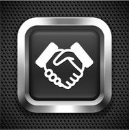 Handshake on Black Square Button