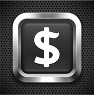 Dollar on Black Square Button