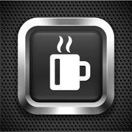 Coffee Cup on Black Square Button N2