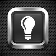 Light bulb on Black Square Button N2