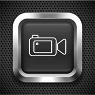 Video Camera Camcorder on Black Square