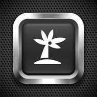 Palm Tree on Black Square Button