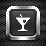 Cocktail on Black Square Button