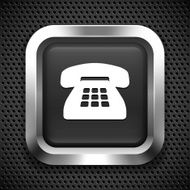 Telephone on Black Square Button