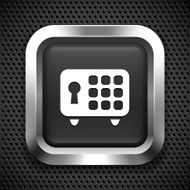 Security Safe on Black Square Button