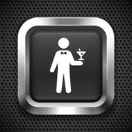 Bartender on Black Square Button