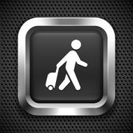 Tourist on Black Square Button