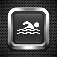 Swimmer on Black Square Button