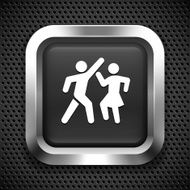 People Dancing on Black Square Button
