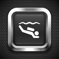 Scuba Diving on Black Square Button