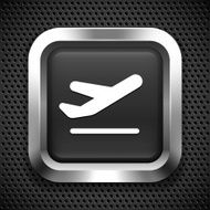 Airplane on Black Square Button