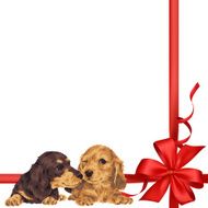 dog and ribbon illustration N83