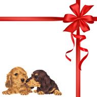 dog and ribbon illustration N86