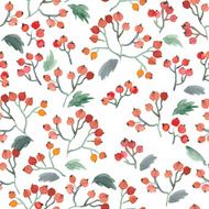 hand drawn red watercolor berries seamless pattern N5