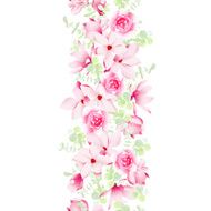 Celebration garland with magnolias and roses seamless vector line