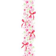 Celebration garland with magnolias roses bows seamless vector vertical line