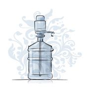 Bottle with distilled water sketch for your design N2