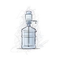 Bottle with distilled water sketch for your design N3
