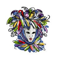 Venetian mask sketch for your design N3