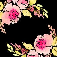 Greeting card Watercolor flowers background