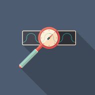 Sound search flat square icon with long shadows